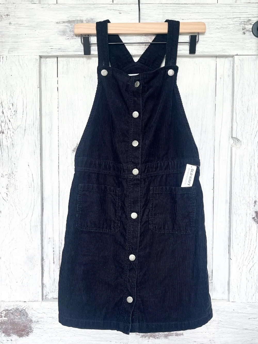 Old Navy-Girl's-Black Corduroy Overall Dress-Size XXL (14)-NWT